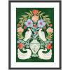 image:imageKate and Laurel Framed Wall Art Print Floral Folklore Ibises and Swan by Jill Labieniec 19 x 25 Stylish Black Narrow Frame Whimsical Animal Art for Wall DecorStylish Black Narrow