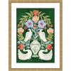 image:imageKate and Laurel Framed Wall Art Print Floral Folklore Ibises and Swan by Jill Labieniec 19 x 25 Stylish Black Narrow Frame Whimsical Animal Art for Wall DecorMila Dark Gold