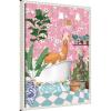 image:imageKate and Laurel Maximalist Llama Bath Framed Canvas Wall Art by Honey Island Studio 18 x 24 Sylvie Beaded White Whimsical Animals Bathroom Flowers Humor Art for Wall Decor Living Room Bedroom
