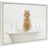 image:imageKate and Laurel Sylvie Alpaca In Bubble Bath Neutral Style Framed Canvas Wall Art by Amy Peterson Art Studio 18x24 White Minamlist Animal Art for Bathroom LaundryWhite