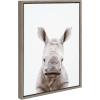 image:imageKate and Laurel Sylvie Animal Studio Baby Rhino Framed Canvas Wall Art by Amy Peterson Art Studio 18x24 Natural Modern Animal Portrait Art for WallGray