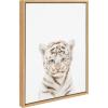 image:imageKate and Laurel Sylvie Animal Studio Baby White Tiger Framed Canvas Wall Art by Amy Peterson Art Studio 18x24 Natural Modern Jungle Animal Portrait Art for WallNatural