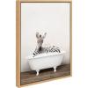 image:imageKate and Laurel Sylvie Baby Zebra in Rustic Bath Framed Canvas Wall Art by Amy Peterson Art Studio 18x24 Natural Modern Fun Decorative Bathtub Wall Art for Home DcorNatural