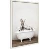 image:imageKate and Laurel Sylvie Baby Zebra in Rustic Bath Framed Canvas Wall Art by Amy Peterson Art Studio 18x24 Natural Modern Fun Decorative Bathtub Wall Art for Home DcorWhite