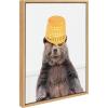 image:imageKate and Laurel Sylvie Basket Case Bear Framed Canvas Wall Art by Amy Peterson Art Studio 18x24 White Adorable Animal Art Funny Laundry Room ArtNatural