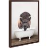 image:imageKate and Laurel Sylvie Bison Rustic Bubble Bath Framed Canvas Wall Art by Amy Peterson Art Studio 18x24 Brown Modern Fun Decorative Bathtub Wall Art for Home DcorBrown