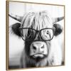 image:imageKate and Laurel Sylvie Black and White Highland Cow in Reading Glasses Framed Canvas Wall Art by The Creative Bunch Studio 30 x 30 Beaded Natural Black and White Animal Wall Decor Living RoomBeaded Natural
