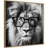 image:imageKate and Laurel Sylvie Black and White Lion in Reading Glasses Framed Canvas Wall Art by The Creative Bunch Studio 30 x 30 Gold Whimsical Animals Humor Art for Wall Decor Living Room BedroomBeaded Natural