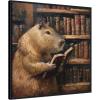 image:imageKate and Laurel Sylvie Colorful Traditional Capybara Reading in Library Framed Canvas Wall Art by The Creative Bunch Studio 30x30 Beaded Black Whimsical Animal Art for Wall Decor Living Room