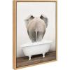 image:imageKate and Laurel Sylvie Elephant Back in Rustic Bath Framed Canvas Wall Art by Amy Peterson Art Studio 18x24 Gold Modern Fun Decorative Bathtub Wall Art for Home DcorNatural