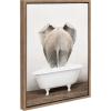 image:imageKate and Laurel Sylvie Elephant Back in Rustic Bath Framed Canvas Wall Art by Amy Peterson Art Studio 18x24 Gold Modern Fun Decorative Bathtub Wall Art for Home DcorGold