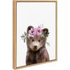 image:imageKate and Laurel Sylvie Flower Crown Bear Framed Canvas Wall Art by Amy Peterson Art Studio 18x24 Natural Cute Animal Art for Wall DecorNatural