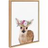image:imageKate and Laurel Sylvie Flower Crown Fawn Framed Canvas Wall Art by Amy Peterson Art Studio 18x24 Natural Cute Animal Art for Wall Decor