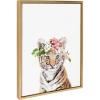 image:imageKate and Laurel Sylvie Flower Crown Tiger Cub Framed Canvas Wall Art by Amy Peterson Art Studio 18x24 Natural Cute Animal Art for Wall DecorBright Gold