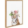 image:imageKate and Laurel Sylvie Flower Crown Tiger Cub Framed Canvas Wall Art by Amy Peterson Art Studio 18x24 Natural Cute Animal Art for Wall DecorNatural