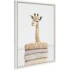 image:imageKate and Laurel Sylvie Fold Giraffe Framed Canvas Wall Art by Amy Peterson Art Studio 18x24 Natural Mudroom Wall DcorWhite