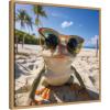 image:imageKate and Laurel Sylvie Funny Animal Beach Cool Frog Orange Glasses Selfie Framed Canvas Wall Art by The Creative Bunch Studio 22x22 Natural Funny Cute Animal Art for WallNatural