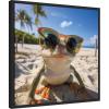 image:imageKate and Laurel Sylvie Funny Animal Beach Cool Frog Orange Glasses Selfie Framed Canvas Wall Art by The Creative Bunch Studio 22x22 Natural Funny Cute Animal Art for WallBlack