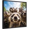 image:imageKate and Laurel Sylvie Funny Animal Raccoon Selfie Framed Canvas Wall Art by The Creative Bunch Studio 22x22 Black Funny Cute Animal Art for WallBlack