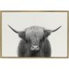 image:imageKate and Laurel Sylvie Hey Dude Highland Cow BW Framed Linen Textured Canvas Wall Art by The Creative Bunch Studio 28x38 Gray Chic Farm Animal Art for WallGold