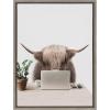 image:imageKate and Laurel Sylvie Hi Im Harry I Work in Sales Framed Canvas Wall Art by The Creative Bunch Studio 18x24 Gray Highland Cow Animal Office Art for Walls