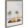 image:imageKate and Laurel Sylvie Kangaroo Summer Adventures Framed Canvas Wall Art by July Art Prints 18x24 Natural Beach Animal Wall Art DecorGray