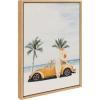 image:imageKate and Laurel Sylvie Kangaroo Summer Adventures Framed Canvas Wall Art by July Art Prints 18x24 Natural Beach Animal Wall Art DecorNatural