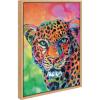 image:imageKate and Laurel Sylvie Leopard Magic Framed Canvas Wall Art by Rachel Christopoulos 18x24 Natural Modern Bright Colorful Animal Art for WallNatural