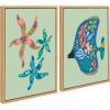 image:imageKate and Laurel Sylvie Modern Colorful Starfish and Modern Colorful Tropical Fish Framed Canvas Wall Art Set by Rachel Lee 2 Piece Set 18x24 NaturalNatural