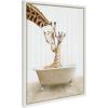 image:imageKate and Laurel Sylvie Mother and Baby Giraffe Farmhouse Bath Framed Canvas Wall Art by Amy Peterson Art Studio 18x24 White Baby Animal Art for WallWhite