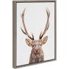 image:imageKate and Laurel Sylvie The Red Deer Color Framed Canvas Wall Art by Simon Te of Tai Prints 18x24 Natural Rustic Forest Animal Deer Portrait ArtGray