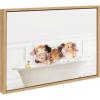image:imageKate and Laurel Sylvie Three Pigs In Bubble Bath Neutral Style Framed Canvas Wall Art by Amy Peterson Art Studio 18x24 Natural Chic Animal Art Bathroom Wall DcorNatural