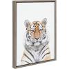 image:imageKate and Laurel Sylvie Tiger Portrait Framed Canvas Wall Art by Amy Peterson Art Studio 18x24 Natural Modern Jungle Animal Portrait Art for WallGray