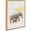 image:imageKate and Laurel Sylvie Under the Rain Framed Canvas Wall Art by July Art Prints 18x24 Natural Cute Elephant Wall DecorNatural