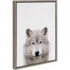 image:imageKate and Laurel Sylvie Wolf Color Framed Canvas Wall Art by Simon Te of Tai Prints 18x24 Gray Modern Animal Art Wall DcorGray
