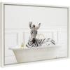 image:imageKate and Laurel Sylvie Zebra In Bubble Bath Neutral Style Framed Canvas Wall Art by Amy Peterson Art Studio 18x24 White Chic Animal Art Bathroom Wall DcorWhite