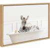 image:imageKate and Laurel Sylvie Zebra In Bubble Bath Neutral Style Framed Canvas Wall Art by Amy Peterson Art Studio 18x24 White Chic Animal Art Bathroom Wall DcorNatural