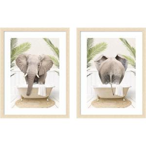 image:imageElephant Palm Bathtub 2 Piece Framed Wall Art Print Set by Amy Peterson