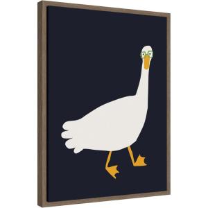 image:imageKate and Laurel Farm Duck Framed Canvas Wall Art by Hannah Beisang 18 x 24 Sylvie Walnut Whimsical Animals Humor Americana Art for Wall Decor Living Room Bedroom