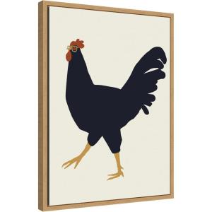 image:imageKate and Laurel Farm Rooster Framed Canvas Wall Art by Hannah Beisang 18 x 24 Sylvie Natural Rustic Farmhouse Animals Americana Art for Wall Decor Living Room Bedroom