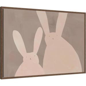 image:imageKate and Laurel Framed Canvas Wall Art Print Bunny Mama and Baby II by Alicia Abla 33 x 23 Sylvie Walnut Frame Whimsical Animal Art for Wall Decor
