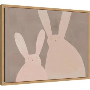 image:imageKate and Laurel Framed Canvas Wall Art Print Bunny Mama and Baby by Alicia Abla 24 x 18 Sylvie Natural Frame Whimsical Kid Art for Wall Decor
