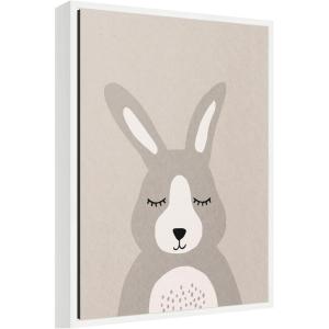 image:imageKate and Laurel Framed Canvas Wall Art Print Bunny by July Art Prints 18 x 24 Sylvie White Frame Whimsical Kid Art for Wall Decor
