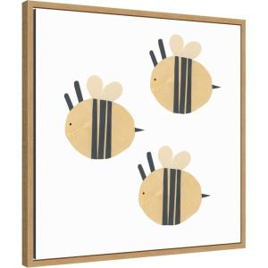 image:imageKate and Laurel Framed Canvas Wall Art Print Buzzing Bees by Alicia Abla 22 x 22 Sylvie Natural Frame Whimsical Kid Art for Wall Decor