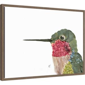 image:imageKate and Laurel Framed Canvas Wall Art Print Hummingbird by Madeline Jeppesen 24 x 18 Sylvie Natural Frame Whimsical Animal Art for Wall DecorSylvie Walnut