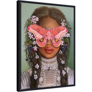 image:imageKate and Laurel Framed Canvas Wall Art Print In The Garden With Antheia by Charlotte Brindley 18 x 24 Sylvie Dark Gold Frame Whimsical Animal Art for Wall DecorSylvie Beaded Black