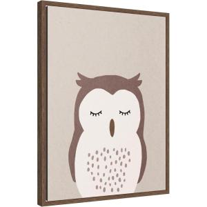 image:imageKate and Laurel Framed Canvas Wall Art Print Owl by July Art Prints 18 x 24 Sylvie Walnut Frame Whimsical Animal Art for Wall Decor