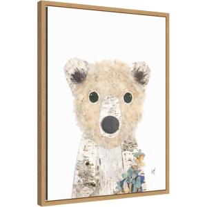 image:imageKate and Laurel Framed Canvas Wall Art Print Polar Bear by Madeline Jeppesen 18 x 24 Sylvie Walnut Frame Whimsical Animal Art for Wall DecorSylvie Natural