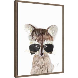 image:imageKate and Laurel Framed Canvas Wall Art Print Raccoon by Madeline Jeppesen 18 x 24 Sylvie Natural Frame Whimsical Animal Art for Wall DecorSylvie Walnut