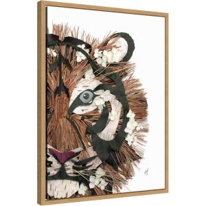 image:imageKate and Laurel Framed Canvas Wall Art Print Tiger by Madeline Jeppesen 18 x 24 Sylvie Walnut Frame Bohemian Boho Animal Art for Wall DecorSylvie Natural